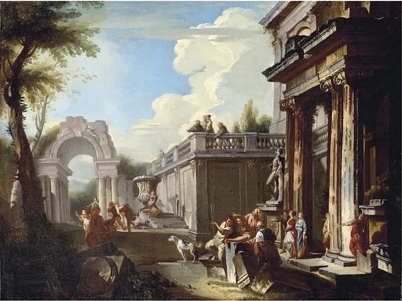 Capriccio architettonico con figure